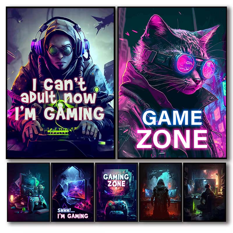 Retro Gaming Zone - Esthetische Abstracte Gamepad Meisje Canvas Print