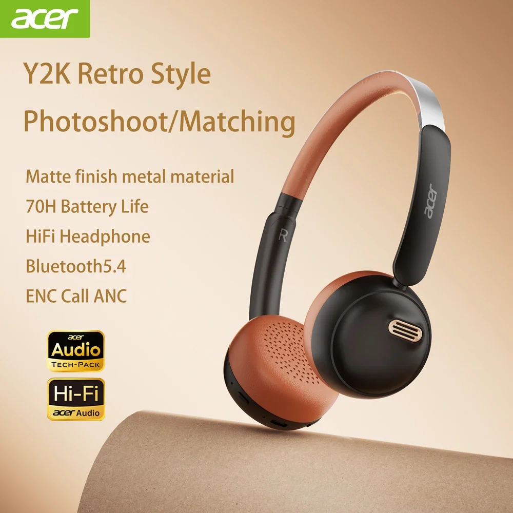 Retro Gaming Usb - Acer OHW111 Bluetooth-hoofdtelefoon INS Retro-stijl Over-ear