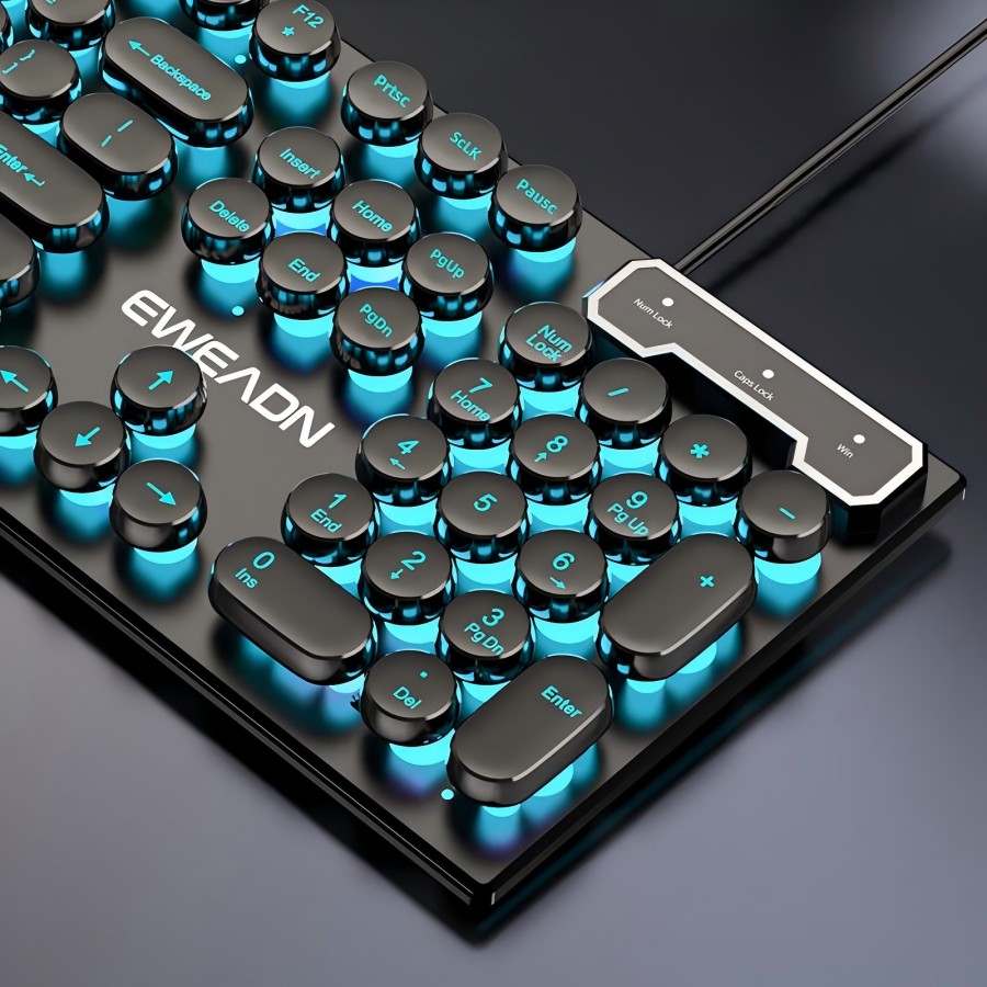 Retro Gaming Usb - EWEADN typemachine-gamingtoetsenbord, 104-toetsen, retro punk ronde
