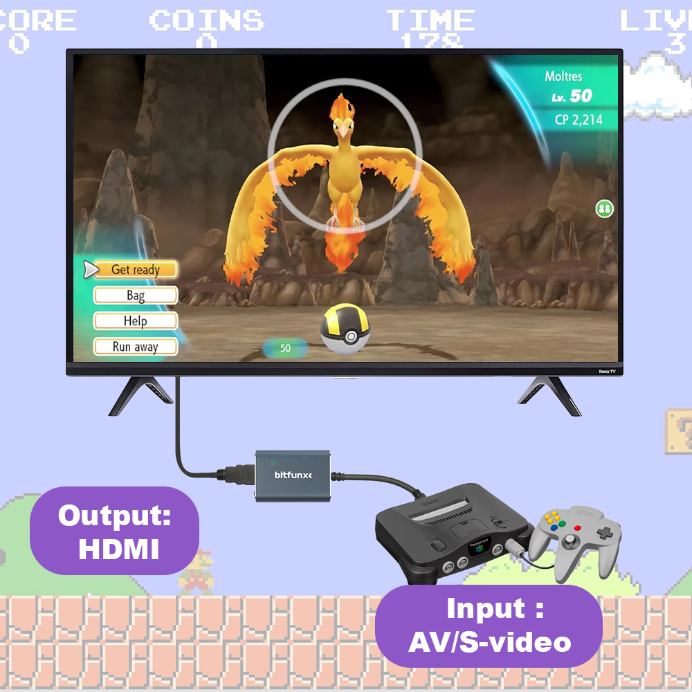 Bitfunx 720P Svideo/AV naar HD - Retro Gaming Handhelds recensie en prijs