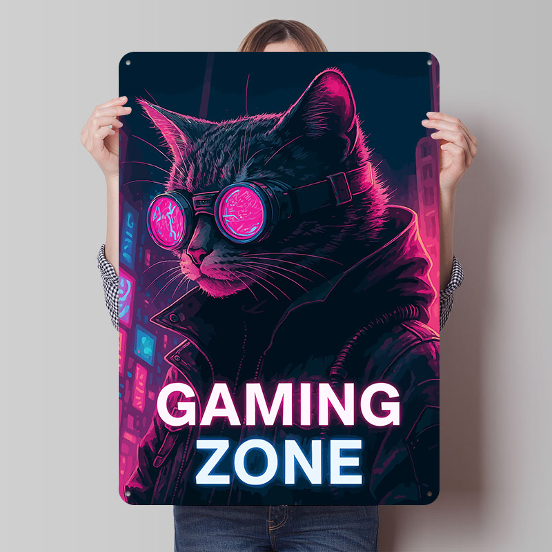 Cyberpunk Cat Gaming Zone Tin  - Retro Gaming Zone recensie en prijs