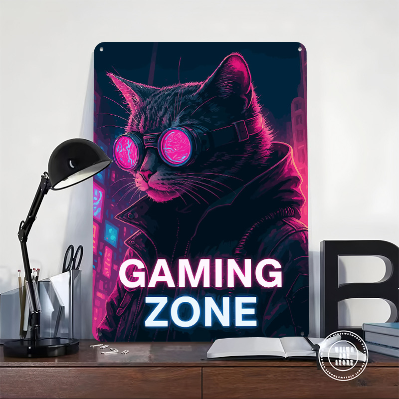 Cyberpunk Cat Gaming Zone Tin  - Retro Gaming Zone recensie en prijs