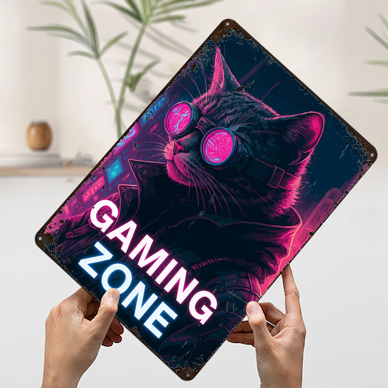Cyberpunk Cat Gaming Zone Tin  - Retro Gaming Zone recensie en prijs