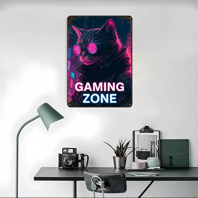 Cyberpunk Cat Gaming Zone Tin  - Retro Gaming Zone recensie en prijs
